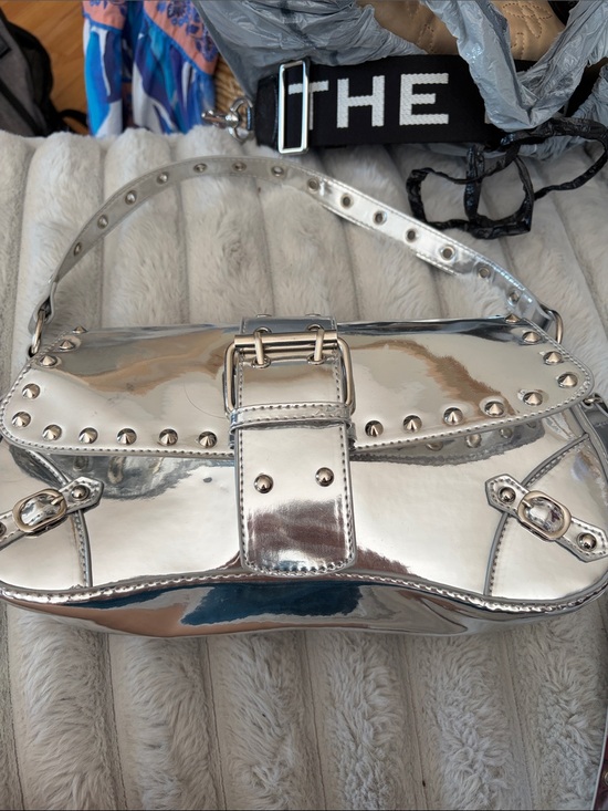 Handbags - Silver Studded Buckle Shoulder Bag